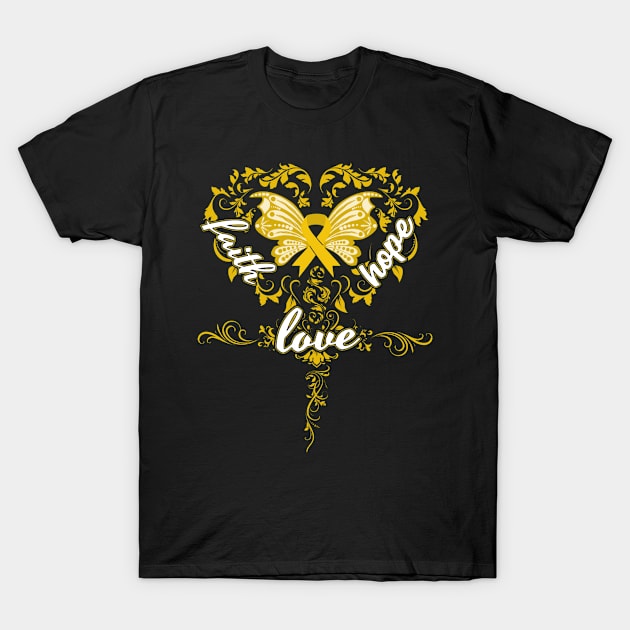 Endometriosis Awareness Faith Hope Love Butterfly Ribbon, In This Family No One Fights Alone T-Shirt by DAN LE